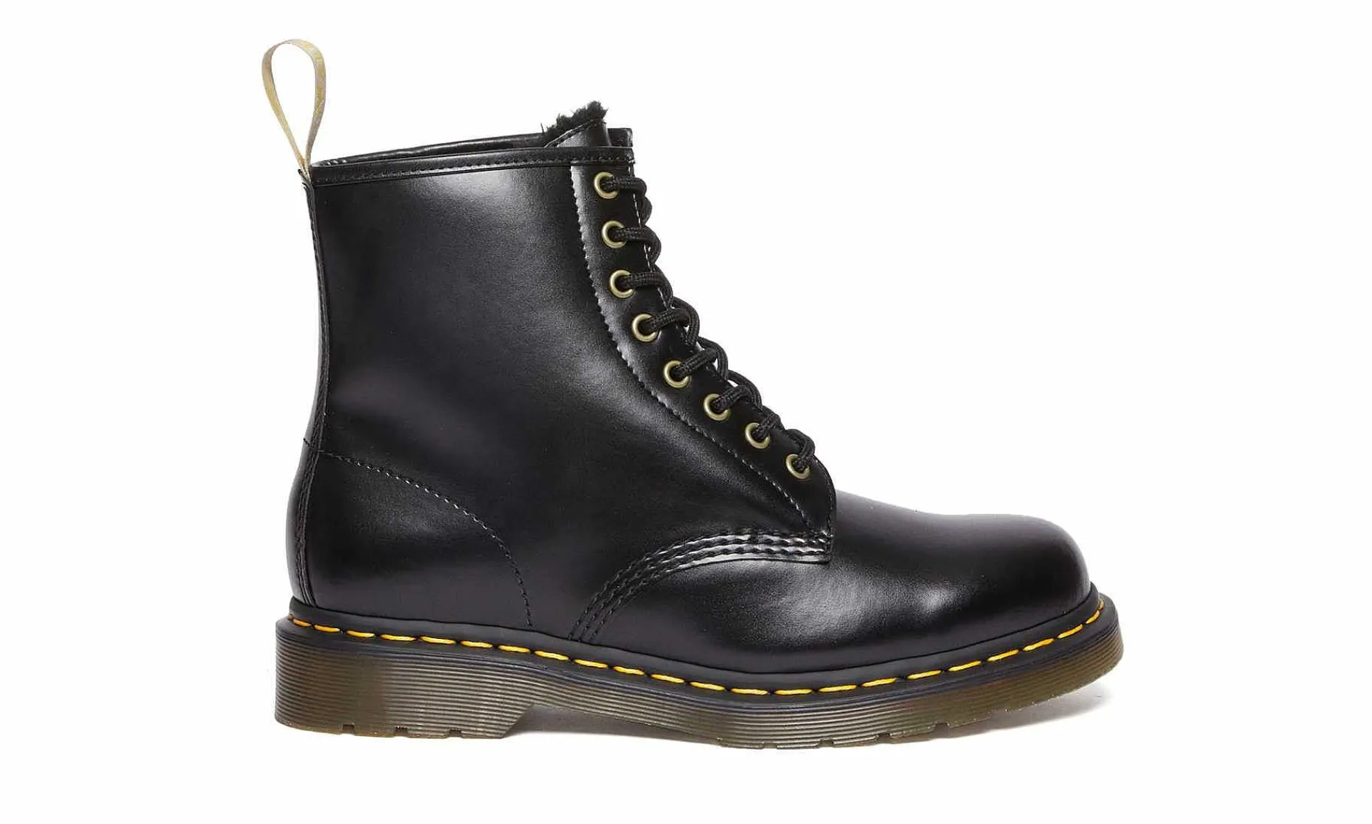 Damen Dr. Martens 1460 Boot Black Norfolk Flat & Black Borg Fleece