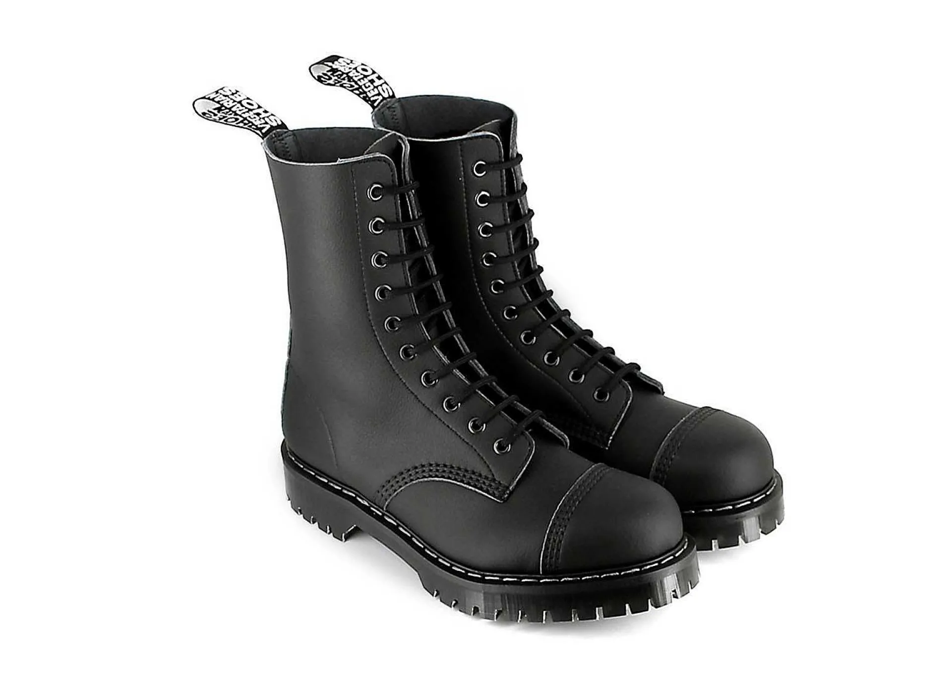 Damen Vegetarian Shoes Airseal 10 Eye Boot Black