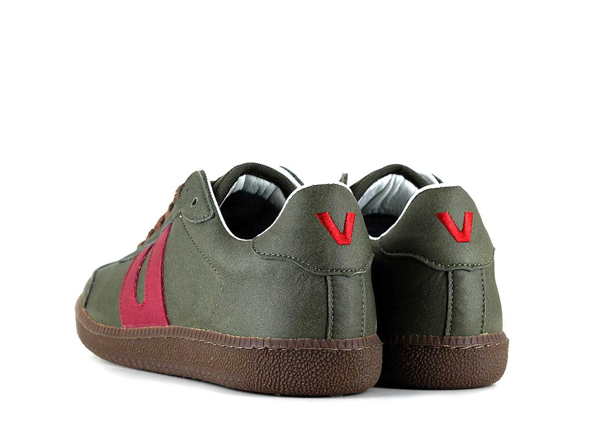 Damen Vegetarian Shoes Cheatah Olive/Red