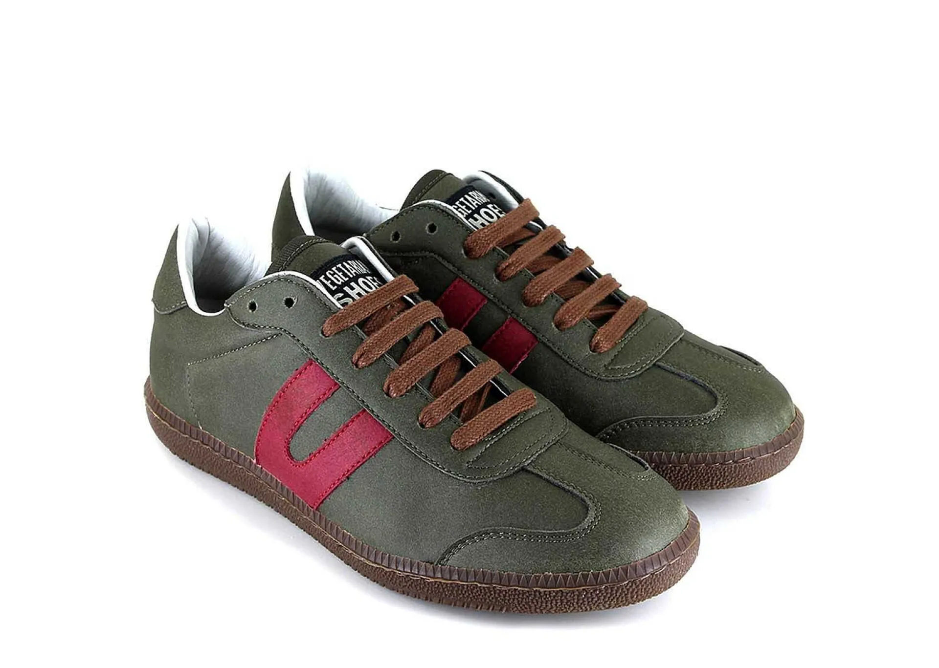 Damen Vegetarian Shoes Cheatah Olive/Red
