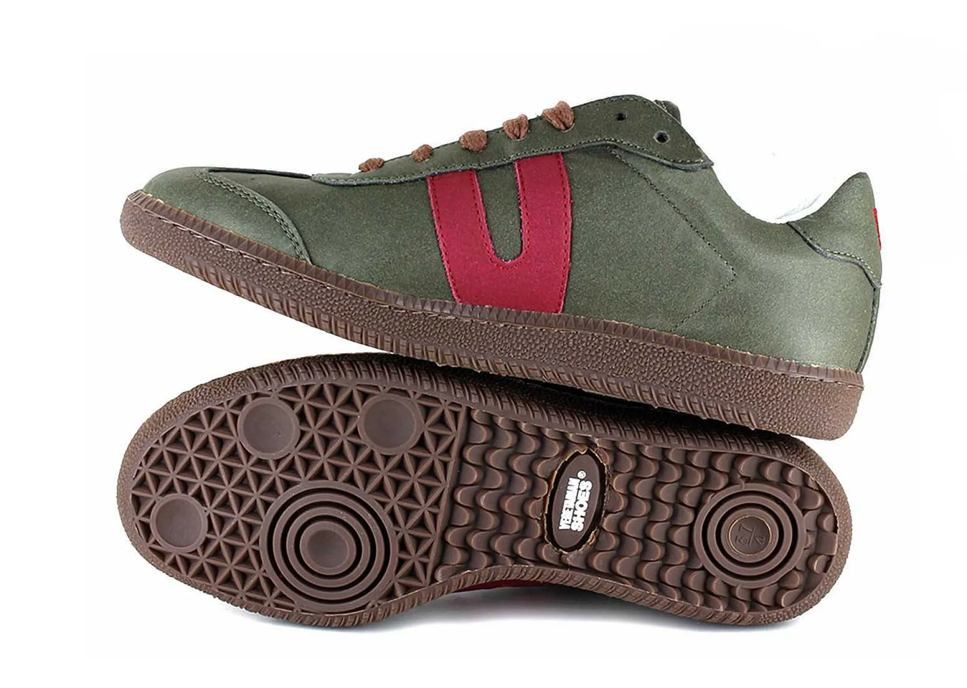 Damen Vegetarian Shoes Cheatah Olive/Red