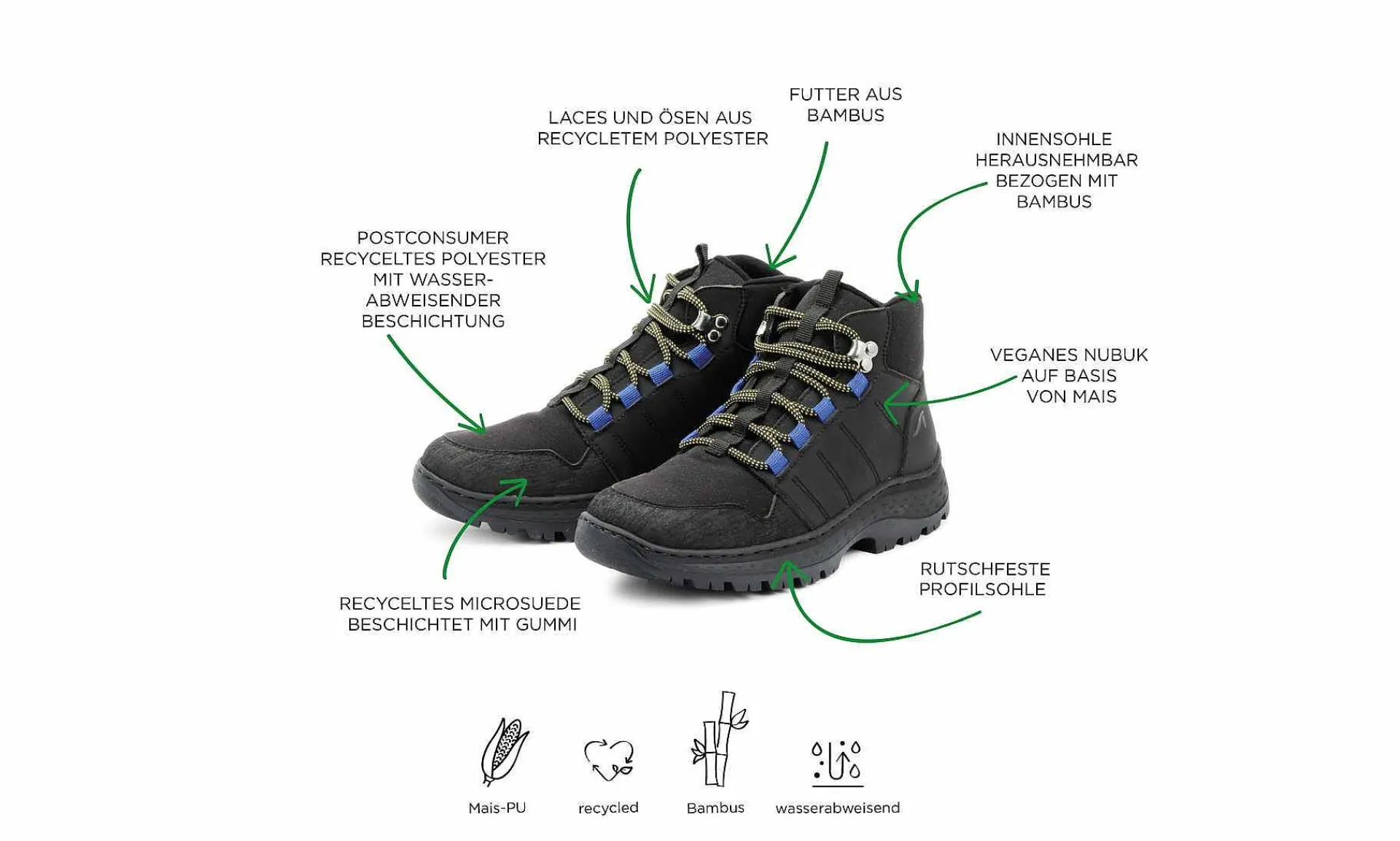 Damen Grand Step Shoes Hiking High Vegan Black