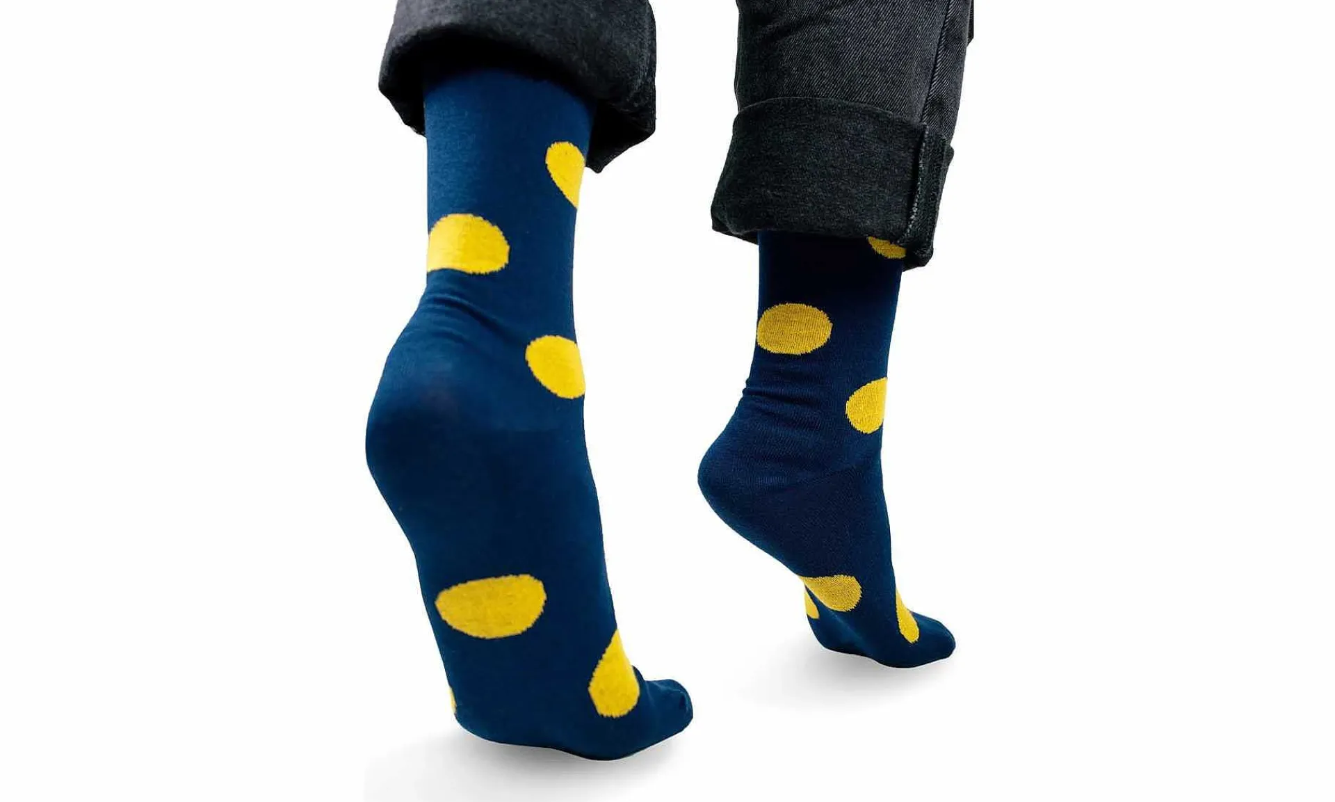 Accessoires Kabak Organic Cotton Socks Navy Blue Lemon Big Dots