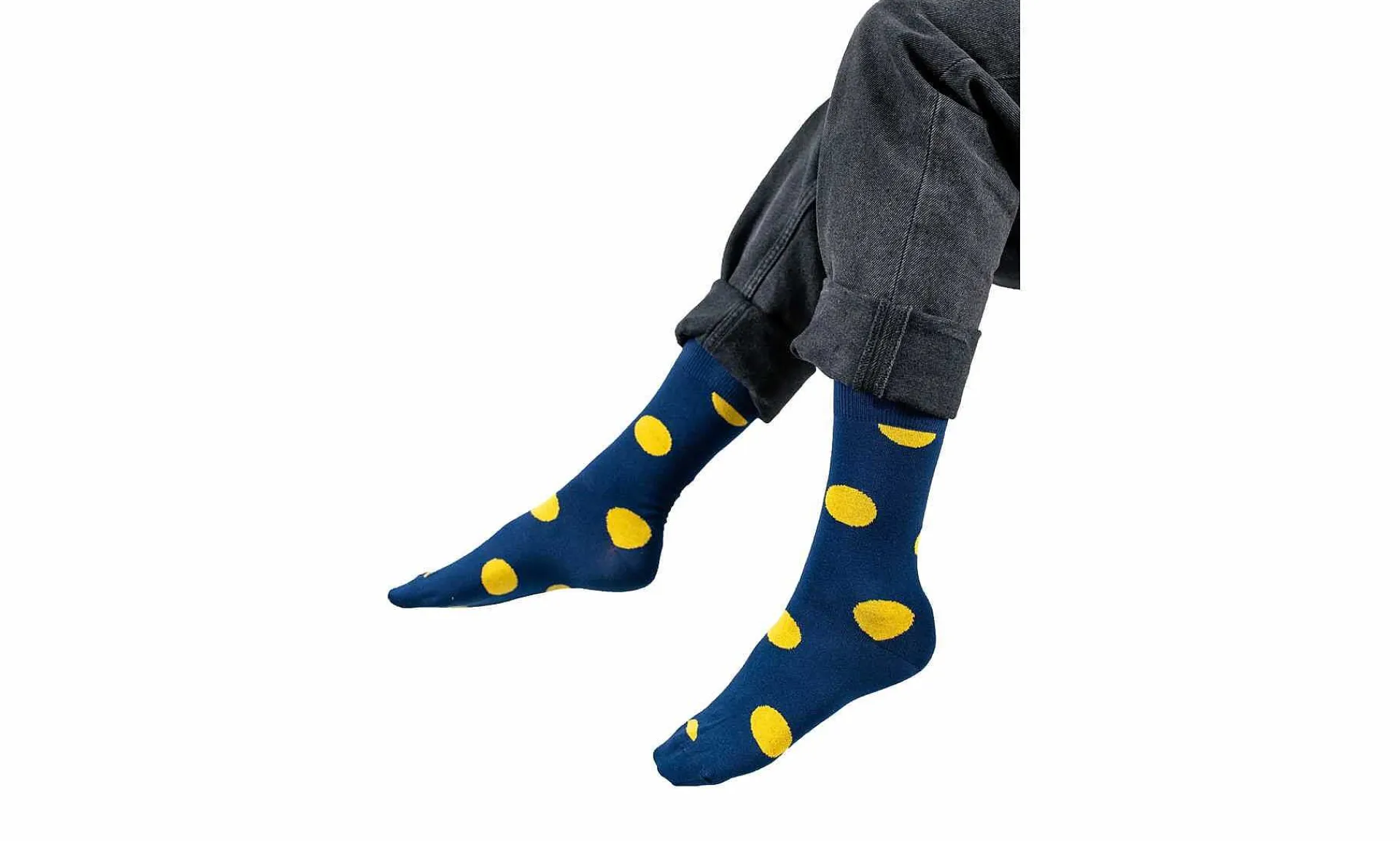Accessoires Kabak Organic Cotton Socks Navy Blue Lemon Big Dots