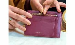 Accessoires ASHOKA Paris Porte Cartes Zippe Apple Skin Bordeaux