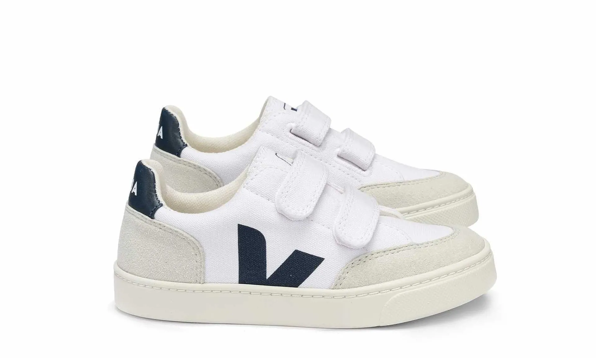 Kinder Veja Small V-12 Velcro Canvas White Nautico Natural