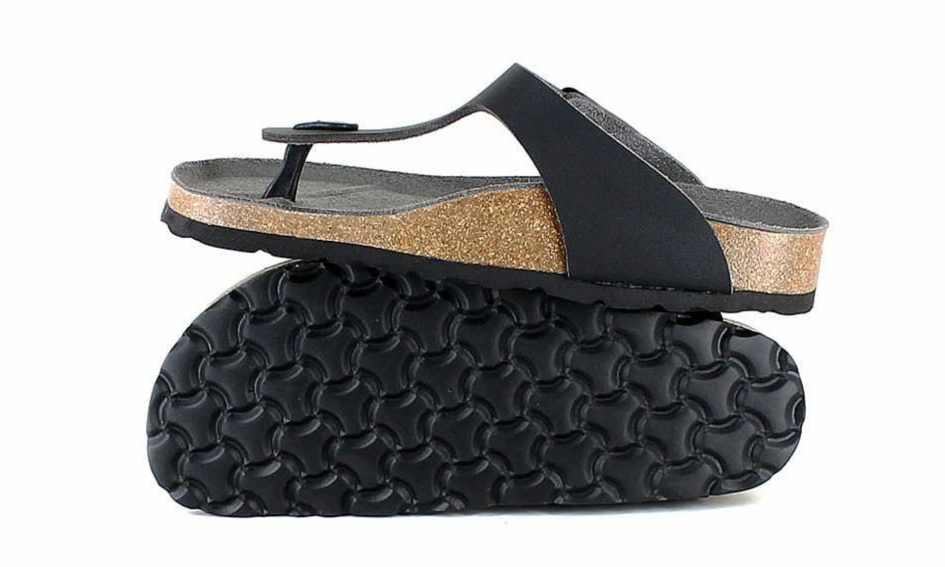 Damen Vegetarian Shoes Toe Post Sandal Black