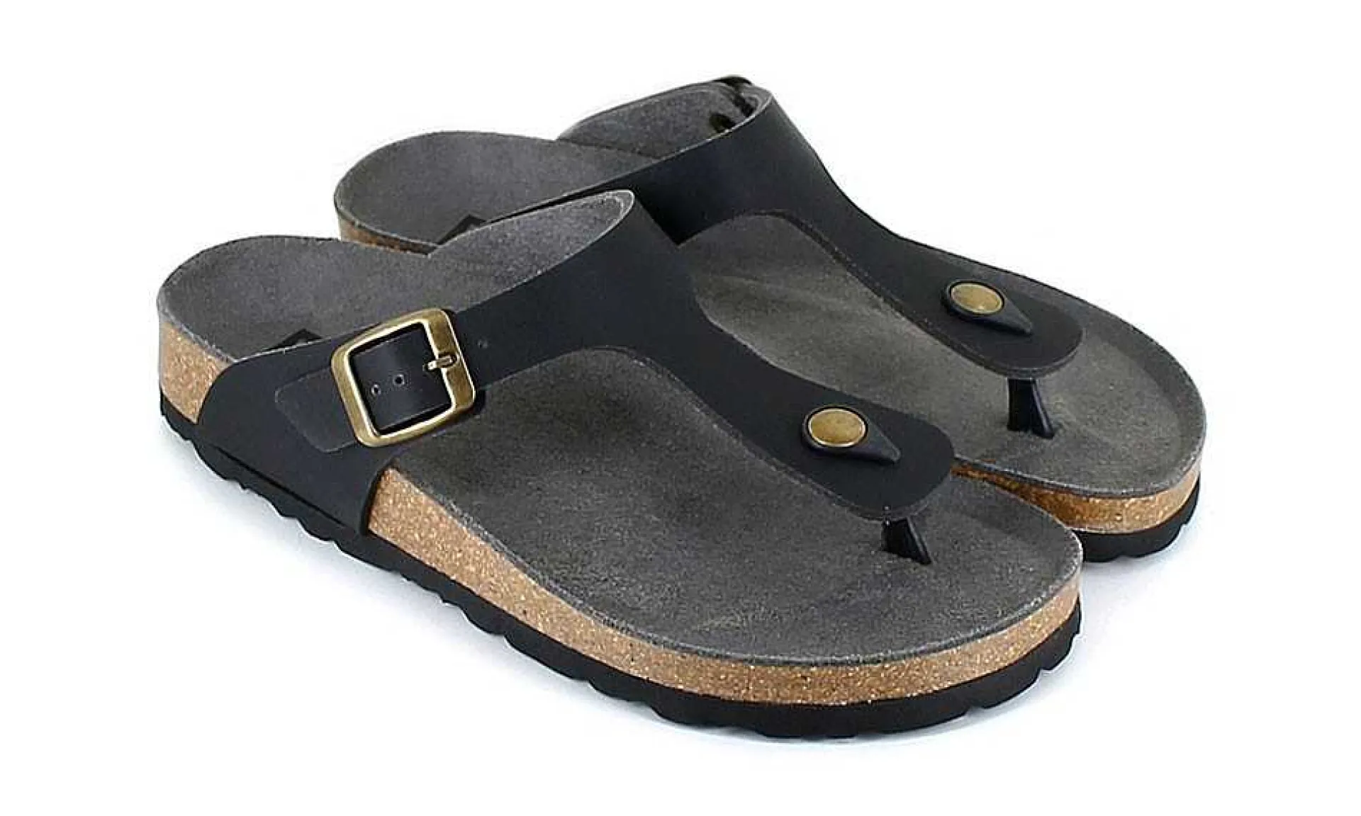 Damen Vegetarian Shoes Toe Post Sandal Black