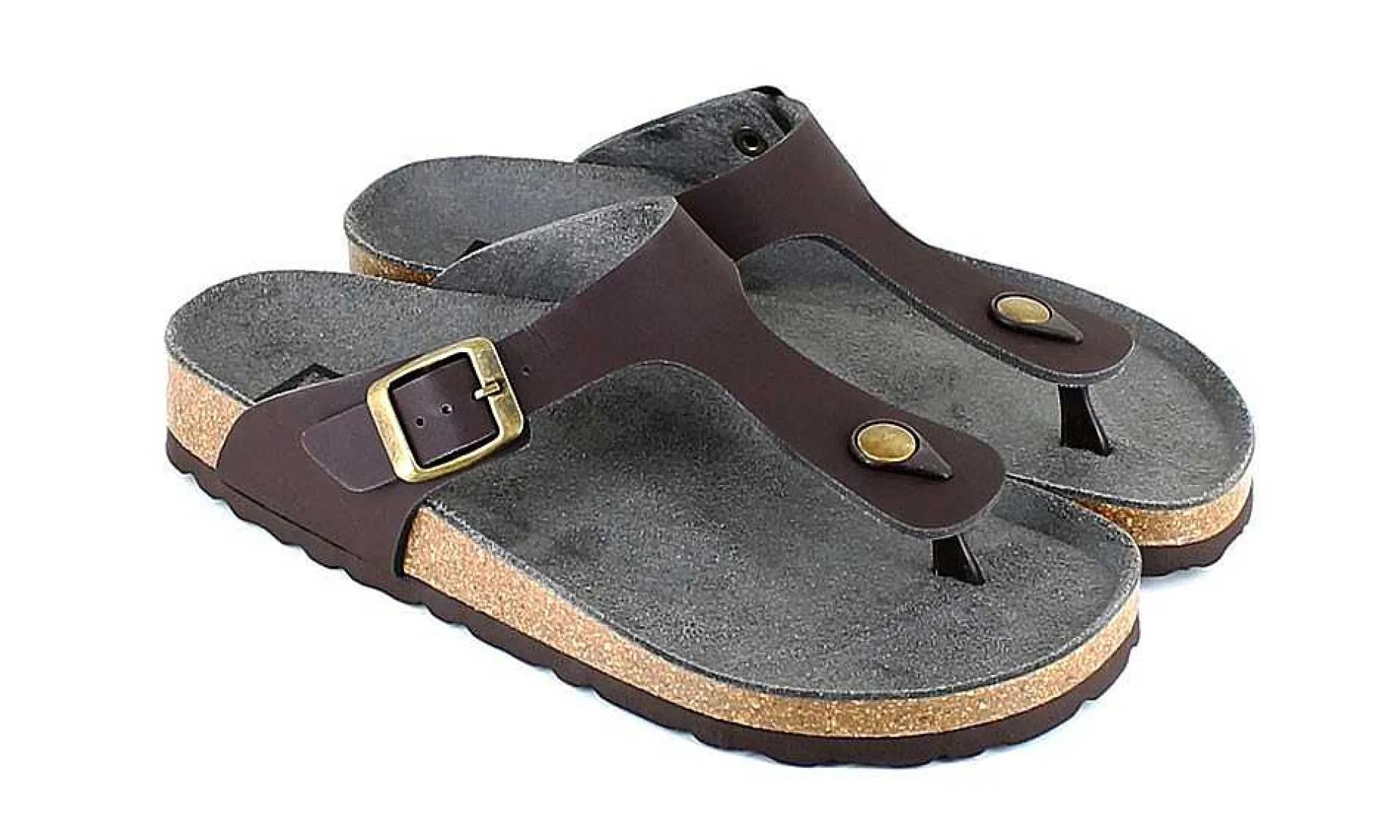 Damen Vegetarian Shoes Toe Post Sandal Brown
