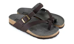 Damen Vegetarian Shoes Toe Strap Sandal Brown
