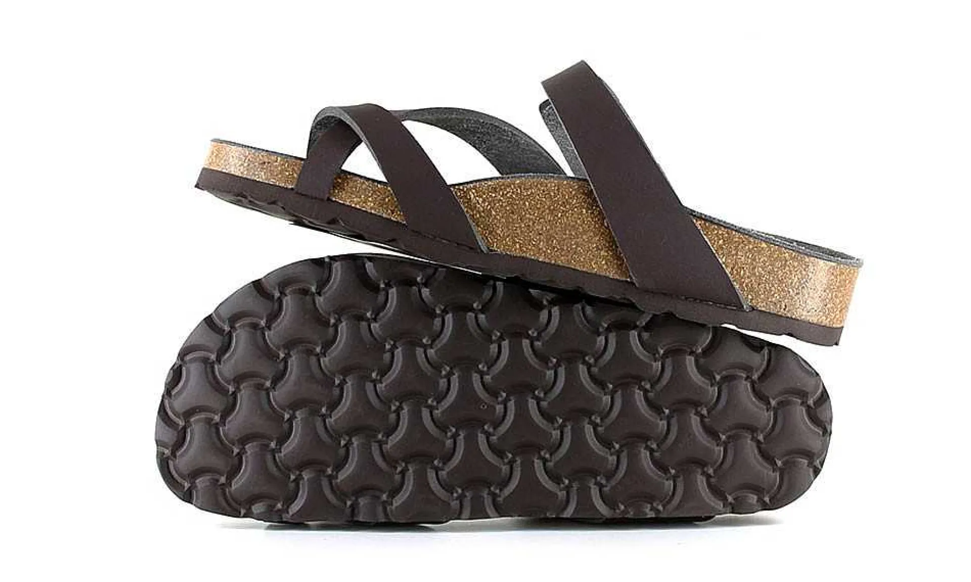 Damen Vegetarian Shoes Toe Strap Sandal Brown