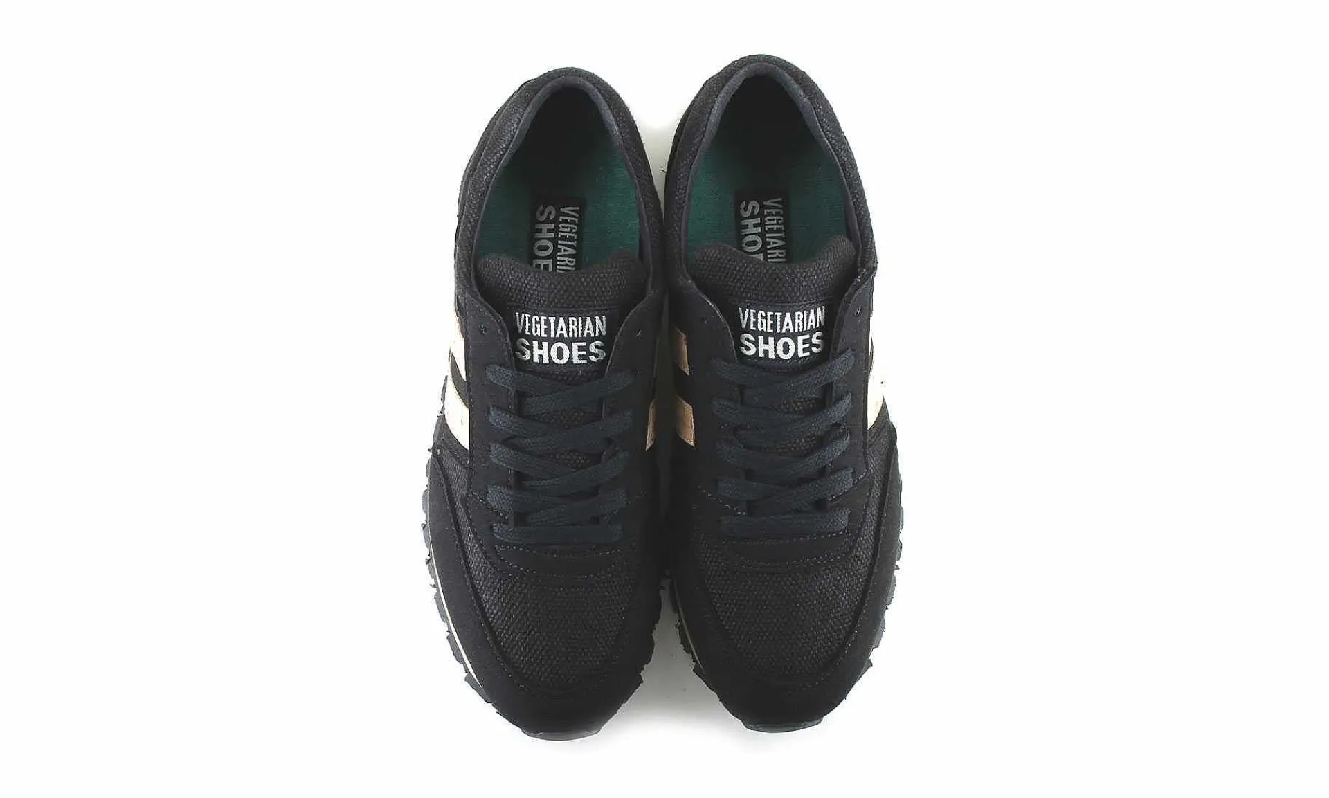 Damen Vegetarian Shoes Vegan Runner Hemp Cork Black
